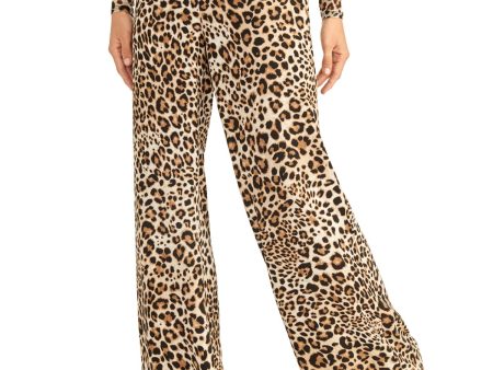 RACHEL ROY Womens Zippered Animal Print Wide Leg Pants Sale