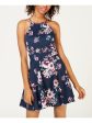 SPEECHLESS Womens Floral Halter Short Fit + Flare Dress For Sale