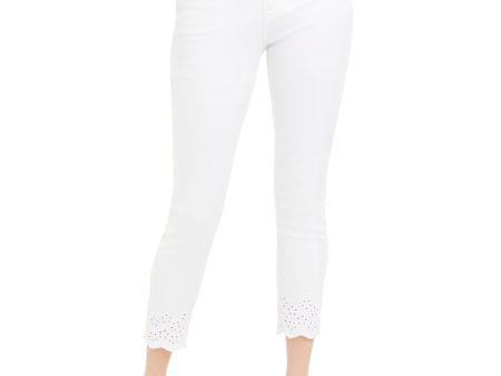 Jen 7 By 7 For All Mankind Womens White Zippered Pocketed Skinny Jeans on Sale