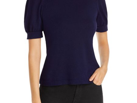 DOLAN Womens Navy Stretch Pouf Sleeve Jewel Neck Top Cheap