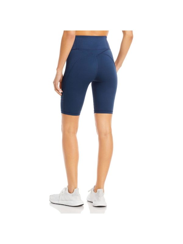 PUMA Womens Blue Mesh Fitted Biker Active Wear High Waist Shorts Supply