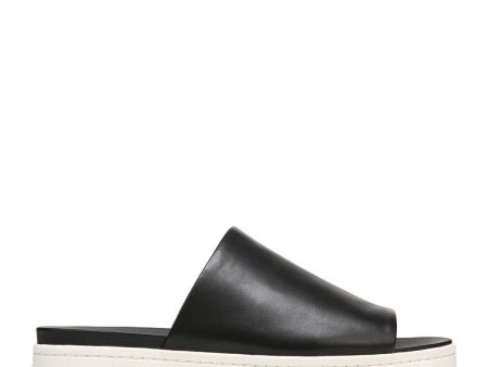 VINCE. Womens Black Goring Comfort Walford Round Toe Platform Slip On Leather Slide Sandals Shoes For Cheap