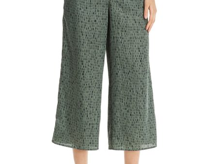 EILEEN FISHER Womens Green Pocketed Printed Wide Leg Pants Supply