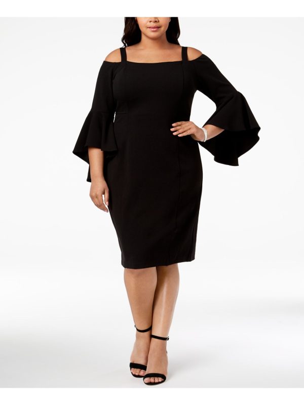 R&M RICHARDS Womens Stretch Zippered Off Shoulder Knee Length Party Sheath Dress Hot on Sale