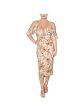 RACHEL RACHEL ROY Womens Beige Cold Shoulder Ruffled Slit Back Hem Zippered Floral Flutter Sleeve V Neck Midi Party Sheath Dress Discount