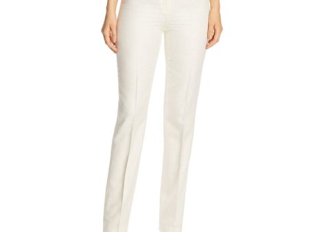 LAFAYETTE 148 Womens Ivory Textured Zippered Wear To Work Pants Cheap