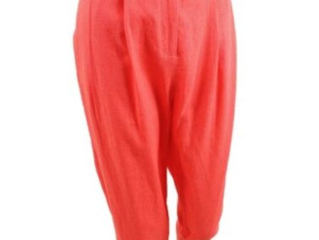 MICHAEL KORS Womens Coral Pleated Pocketed Zippered Tapered Straight leg Pants Fashion