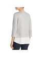 STATUS BY CHENAULT Womens Gray 3 4 Sleeve Jewel Neck Top Fashion