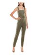 ALMOST FAMOUS Womens Green Belted Zippered Sleeveless Square Neck Skinny Jumpsuit Cheap