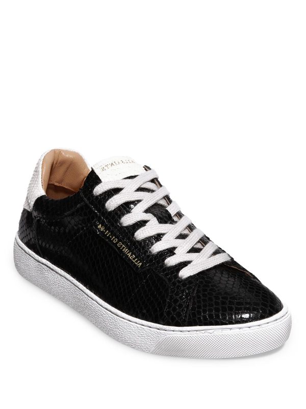 ALLSAINTS Womens Black Snakeskin 1 2  Platform Removable Insole Comfort Sheer Round Toe Wedge Lace-Up Leather Athletic Sneakers Shoes Discount