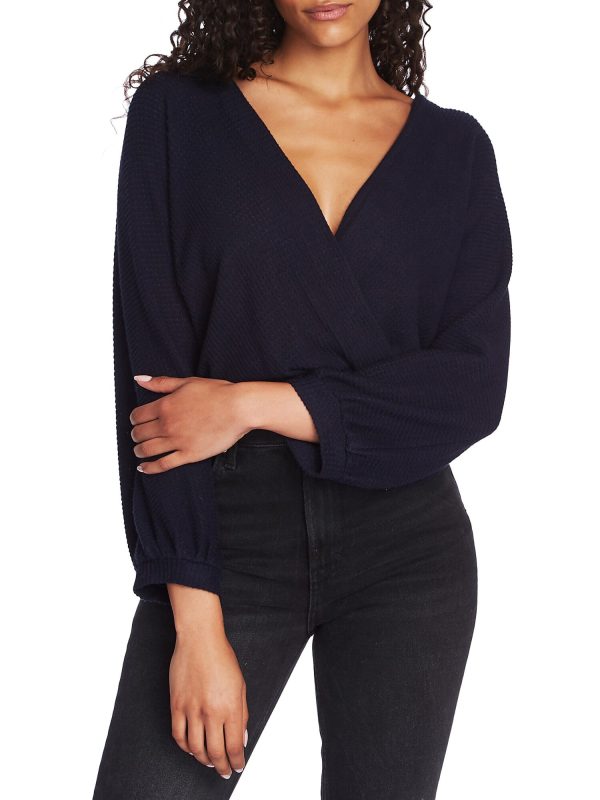 1. STATE Womens 3 4 Sleeve V Neck Wrap Sweater For Discount