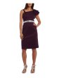 NIGHTWAY Womens Sleeveless Asymmetrical Neckline Above The Knee Evening Sheath Dress Discount