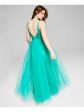 SAY YES TO THE PROM Womens Turquoise Beaded Zippered Lined Sleeveless V Neck Full-Length Formal Gown Dress Hot on Sale