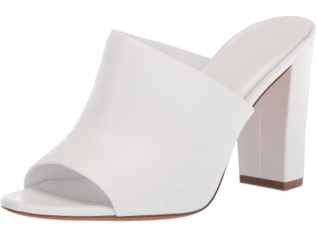 VINCE. Womens White Asymmetrical Padded Hanna Round Toe Block Heel Slip On Leather Heeled M on Sale