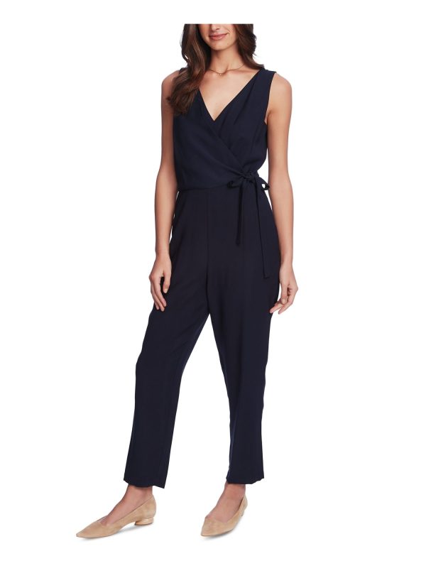 1. STATE Womens Pocketed Sleeveless V Neck Evening Faux Wrap Wide Leg Jumpsuit For Sale