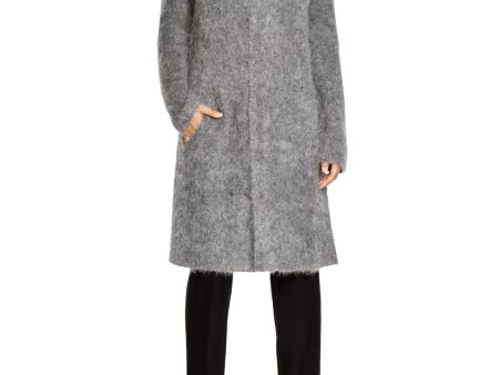 EILEEN FISHER Womens Gray Knit Pocketed Button Front Overcoat Winter Jacket Coat For Sale