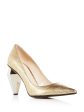 MARC JACOBS Womens Gold Comfort Metallic The Pump Pointed Toe Sculpted Heel Slip On Leather Dress Pumps Shoes For Cheap