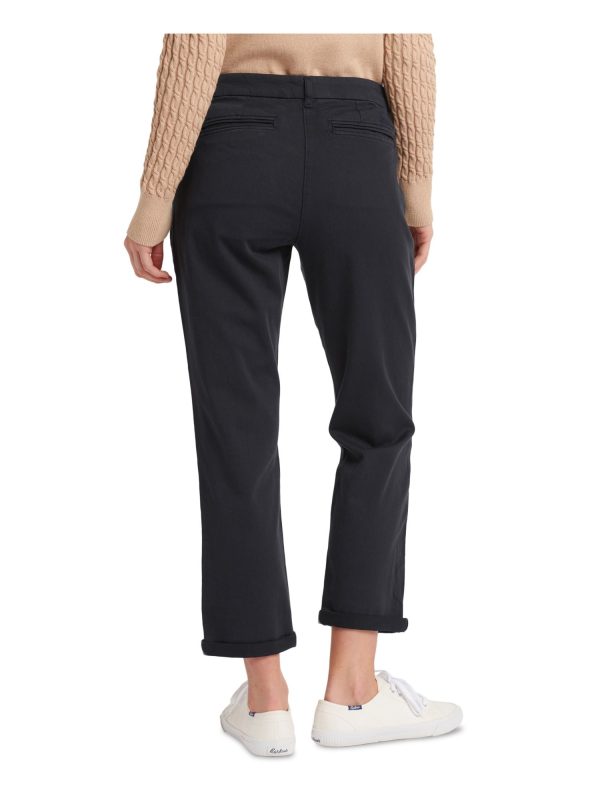 BARBOUR Womens Navy Stretch Zippered Pocketed Mid Rise Chino Wear To Work Cropped Pants Sale