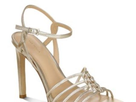 VIA SPIGA Womens Gold 0.5  Platform Ankle Strap Strappy Malka Round Toe Stiletto Buckle Leather Slingback Sandal M Online now