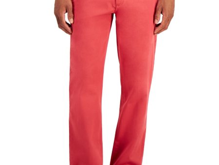 CLUBROOM Mens Red Classic Fit Stretch Chino Pants Fashion