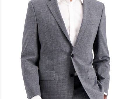 HUGO BOSS Mens Boss Red Label Gray Single Breasted, Plaid Slim Fit Suit Separate Blazer Jacket For Sale