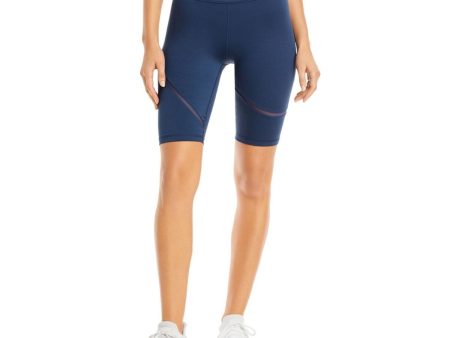 PUMA Womens Blue Mesh Fitted Biker Active Wear High Waist Shorts Supply