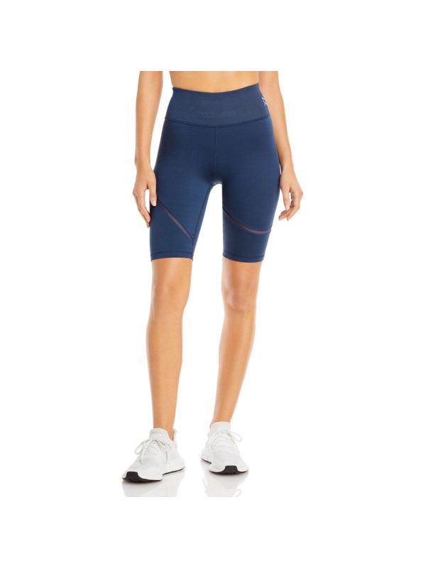 PUMA Womens Blue Mesh Fitted Biker Active Wear High Waist Shorts Supply