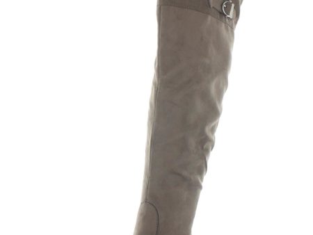 AMERICAN RAG Womens Beige Buckle Accent Zipper Accent Adarra Round Toe Block Heel Boots Shoes M Sale