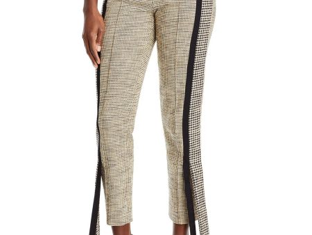 HELLESSY Womens Beige Pocketed Zippered Hook And Bar Closure Tailored Houndstooth Cropped Pants on Sale