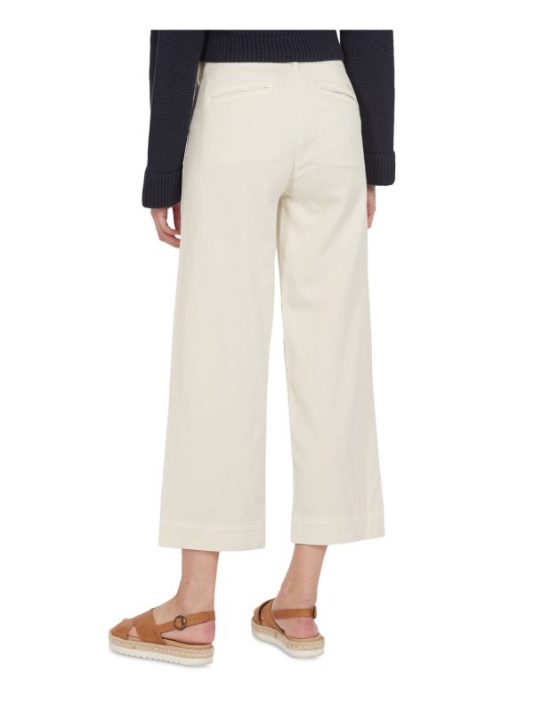 BARBOUR Womens Ivory Stretch Pocketed Zippered Cropped Mid-rise Trousers Wide Leg Pants Online