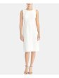 RACHEL ROY Womens White Sleeveless Jewel Neck Midi Formal Sheath Dress Sale