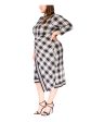 MICHAEL MICHAEL KORS Womens Ivory Unlined Asymmetrical Pullover Plaid 3 4 Sleeve Crew Neck Midi Faux Wrap Dress Online Hot Sale