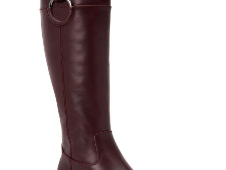 ALFANI Womens Brown Hardware Trim Stretch Gore Cushioned Comfort Bexleyy Round Toe Block Heel Zip-Up Leather Riding Boot M Online now