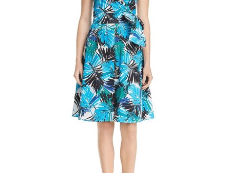 LE GALI Womens Tie Printed Solid Sleeveless Collared Knee Length Faux Wrap Dress Online now