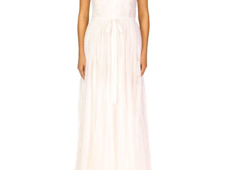 ML MONIQUE LHUILLIER Womens Ivory Lace Zippered Keyhole Sleeveless Halter Full-Length Formal Gown Dress Supply