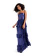 SPEECHLESS Womens Navy Embellished Layered Strapless Full-Length Formal Empire Waist Dress Hot on Sale