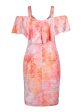 RACHEL RACHEL ROY Womens Cold Shoulder Tie Dye Short Sleeve V Neck Knee Length Party Sheath Dress Online Sale