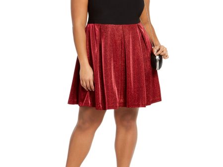 MORGAN & CO Womens Glitter Short Sleeve Off Shoulder Above The Knee Evening Fit + Flare Dress Hot on Sale