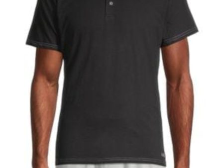 MISTER Mens Black Short Sleeve Crew Neck Henley Shirt For Cheap