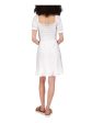 MICHAEL MICHAEL KORS Womens White Eyelet Smocked Peasant Dress Pullover Ruffled Pouf Sleeve Square Neck Above The Knee Dress Online Hot Sale