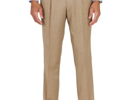 TAYION BY MONTEE HOLLAND Mens Beige Pleated, Striped Classic Fit Suit Separate Pants For Cheap