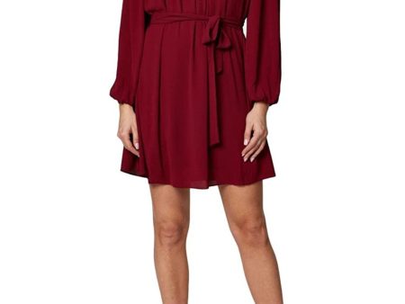 LAUNDRY Womens Ruffled Balloon Sleeve Round Neck Short Cocktail Baby Doll Dress on Sale