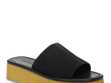 VINCE. Womens Navy Comfort Palley Round Toe Platform Slip On Leather Slide Sandals Shoes M Sale