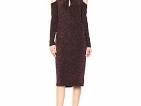 RACHEL ROY Womens Black Cold Shoulder Glitter Crisscross-halter Keyhole Long Sleeve Midi Party Sheath Dress Online Hot Sale