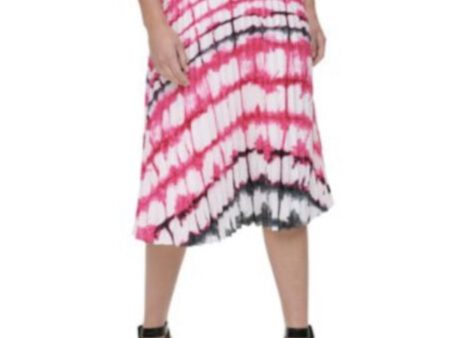 CALVIN KLEIN Womens Pink Stretch Pleated Unlined Tie Dye Midi Wear To Work Accordion Pleat Skirt Supply