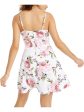 SPEECHLESS Womens Pink Floral V Neck Short Fit + Flare Dress Hot on Sale