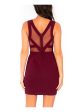 SPEECHLESS Womens Maroon Zippered Illusion-back Sleeveless V Neck Short Cocktail Body Con Dress For Cheap