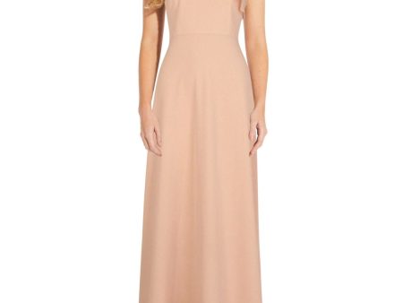 ADRIANNA PAPELL Womens Ruffled Sleeveless Off Shoulder Full-Length Formal Sheath Dress Hot on Sale