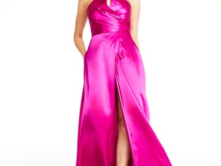 MORGAN & CO Womens Pink Slitted Cross-front Maxi Formal Dress Sale