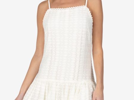 SPEECHLESS Womens Ivory Lace Crochet Trim; Drop Waist Sleeveless Square Neck Short A-Line Dress Online Hot Sale